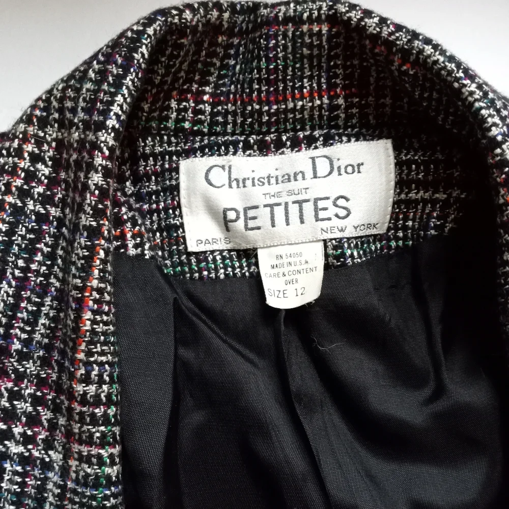 ∆ Lady’s CHRISTIAN DIOR Separates | Black/Red/White Tweed Blazer | Size: 12P
